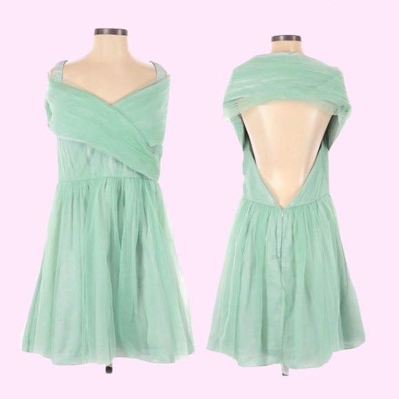 3for$30🛍 NWT ASOS Off the Shoulder Open Back Tulle Cocktail Dress 10 - Picture 1 of 10
